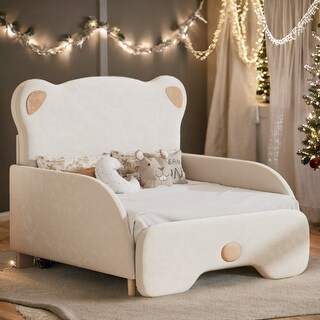 Twin XL Cute Design Upholstered Platform Bed Stretchable Vaulted Sofa Bed