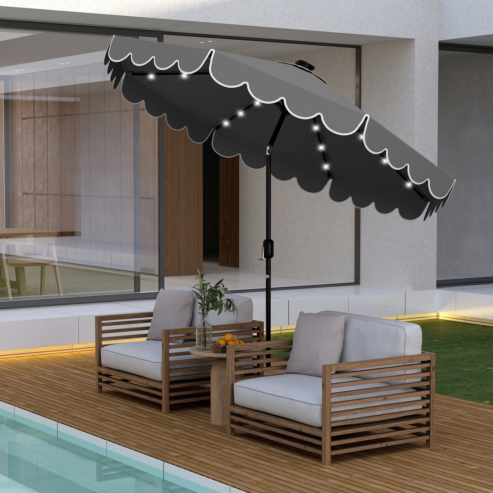 grey solar patio umbrella Best Choice Products 7.5ft Outdoor for Deck, Pool w/ Tilt, Crank, LED Lights Mounted Patio Umbrella is the perfect space 10 Foot Solar Hanging Umbrella