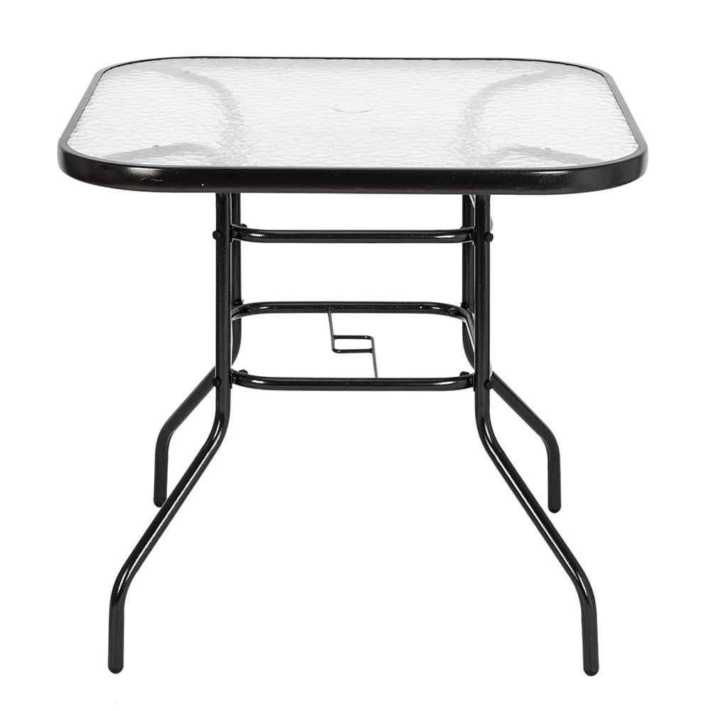 Outdoor Dining Table Square Toughened Glass Table Yard Garden Glass Table - Dark Chocolate