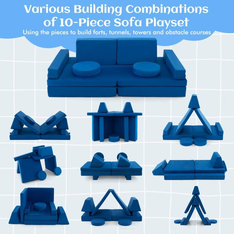 Convertible Kids Sofa Playset with Zipper