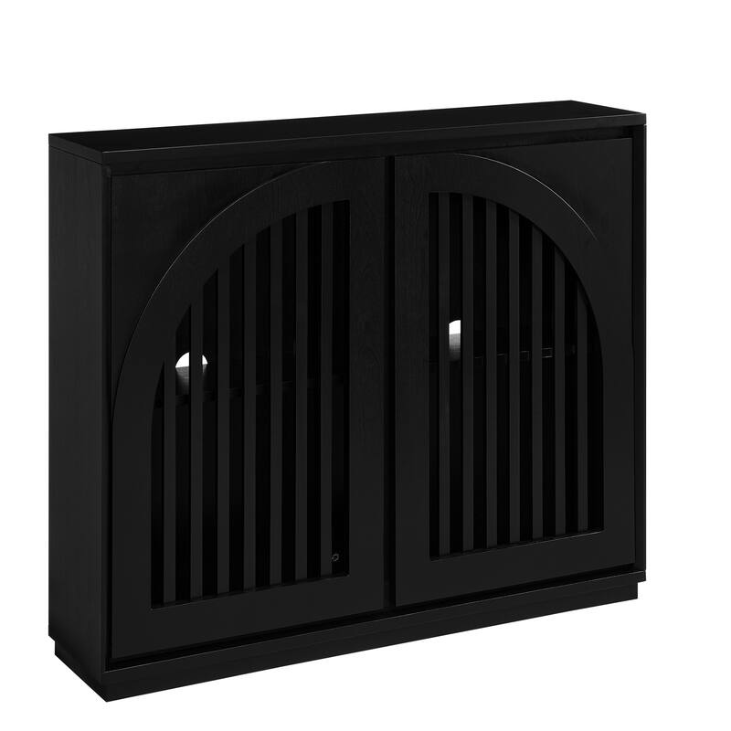 Modern Fluted Storage Sideboard Cabinet with 2 Outlet Holes