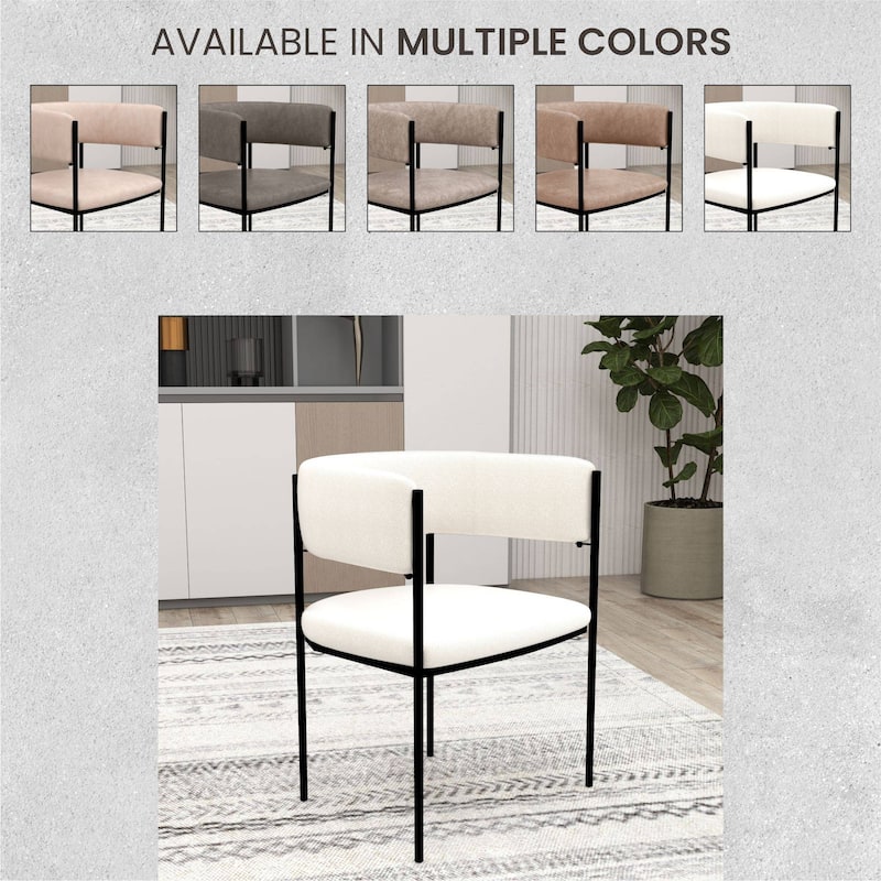 Leather Dining Chair with Open-Back Design and Powder Coated Iron Legs