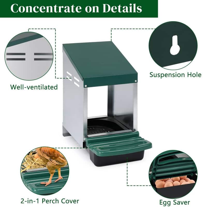 Single Roll Out Chicken Nesting Box with Plastic Basket Egg Nest Box Chicken Laying Box