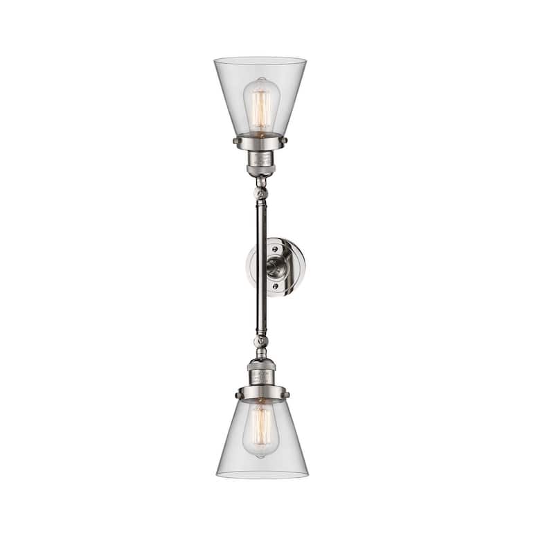 Innovations Lighting Small Cone 2 Light 23" Wide Bathroom Vanity Light - Polished Nickel / Clear