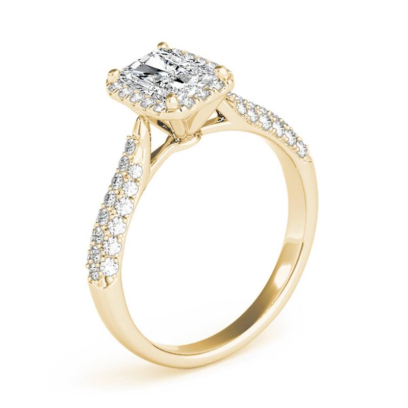 Auriya 14k Yellow Gold Lab Grown Emerald Diamond Halo Engagement Ring 0.50 to 5.00 ct. tw. (F-G VS)