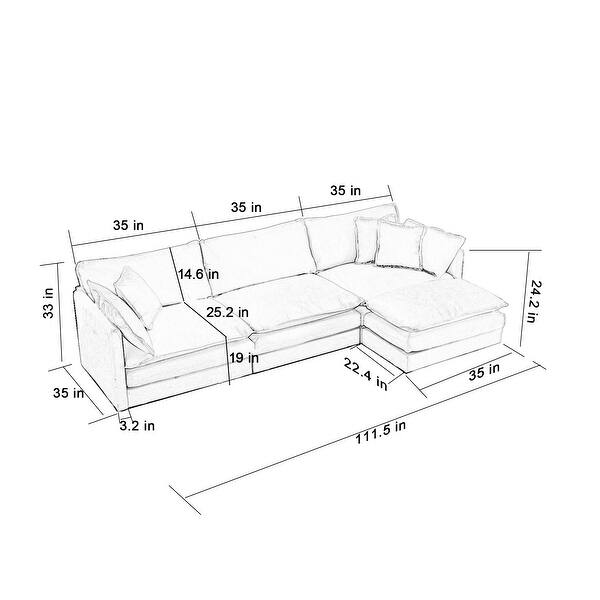 dimension image slide 6 of 20, Cloud Chenille Upholstered Modular Sectional Sofa with DIY Combination Design