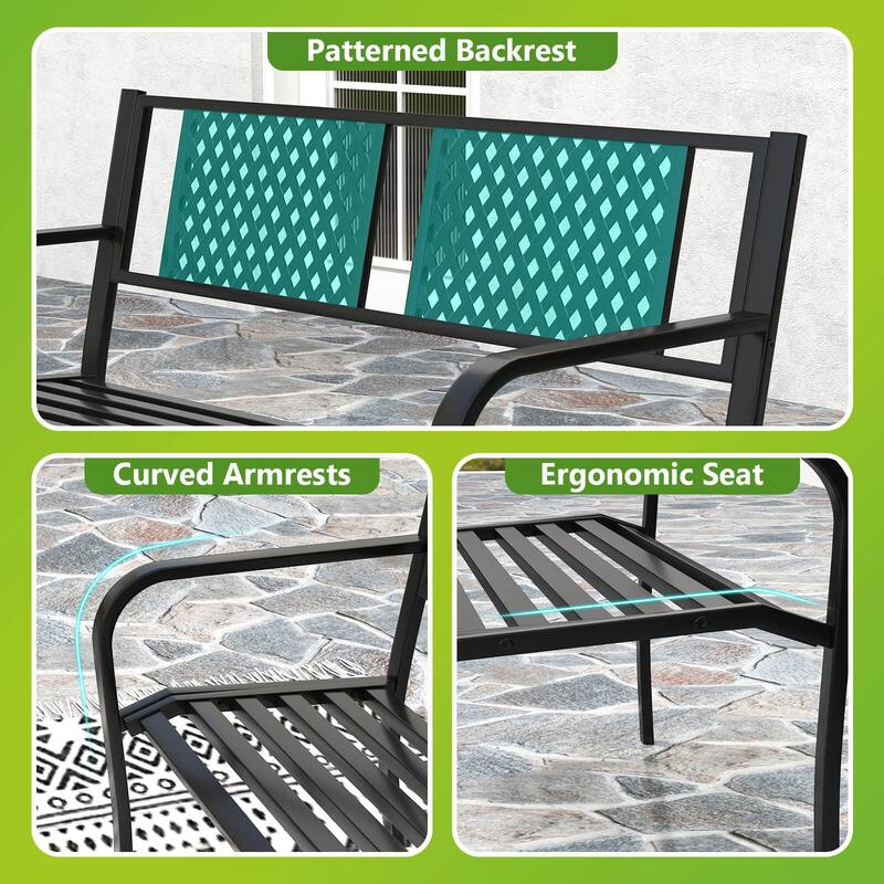 Costway Outdoor Bench 50 Inches Garden Bench with Patterned Backrest