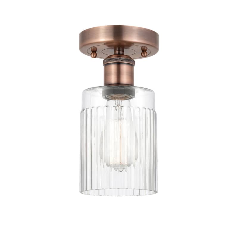 Innovations Lighting Hadley - 1 Light 5" Semi-Flush Mount - Clear/Antique Copper