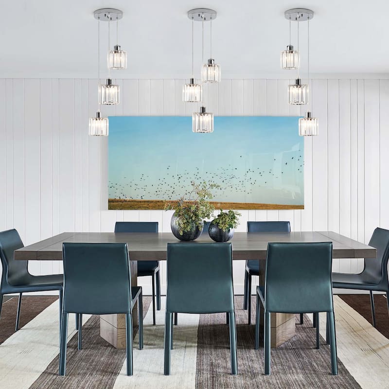 Modern 3-Light Crystal Chandelier, Kitchen Island Pendant Lights, Classic Semi Flush Mount Chandelier for Dining Room