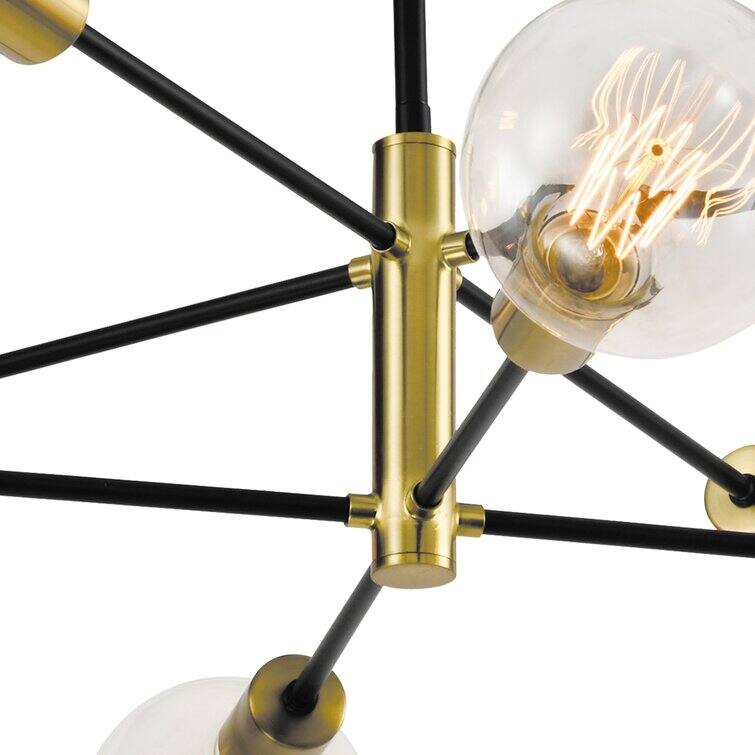 Maxax 8 - Light Sputnik Modern Linear Chandelier with Wrought Iron Accents