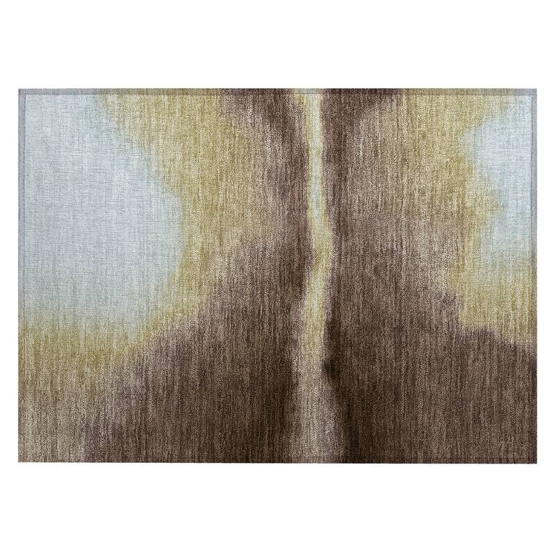 Machine Washable Indoor/ Outdoor Modern Landscape Chantille Rug