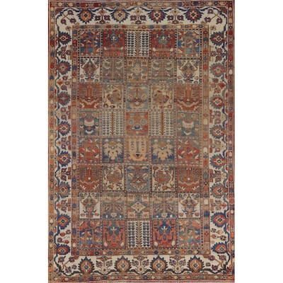 Geometric Bakhtiari Persian Vintage Rug Handmade Wool Carpet - 6'10"x 10'2"