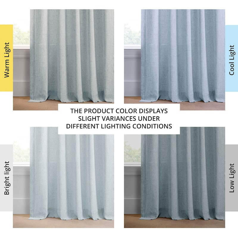 Exclusive Fabrics Farm Town Textured Faux Linen Semi Sheer Curtains (2 Panel) Window Curtains