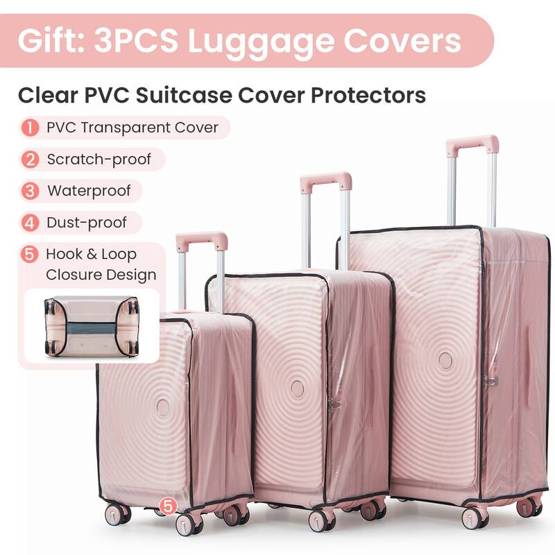 Luggage Sets 3 Piece(20/24/28) with TSA Lock Airline Approved, 100% PC Hard Shell and Lightweight Suitcase