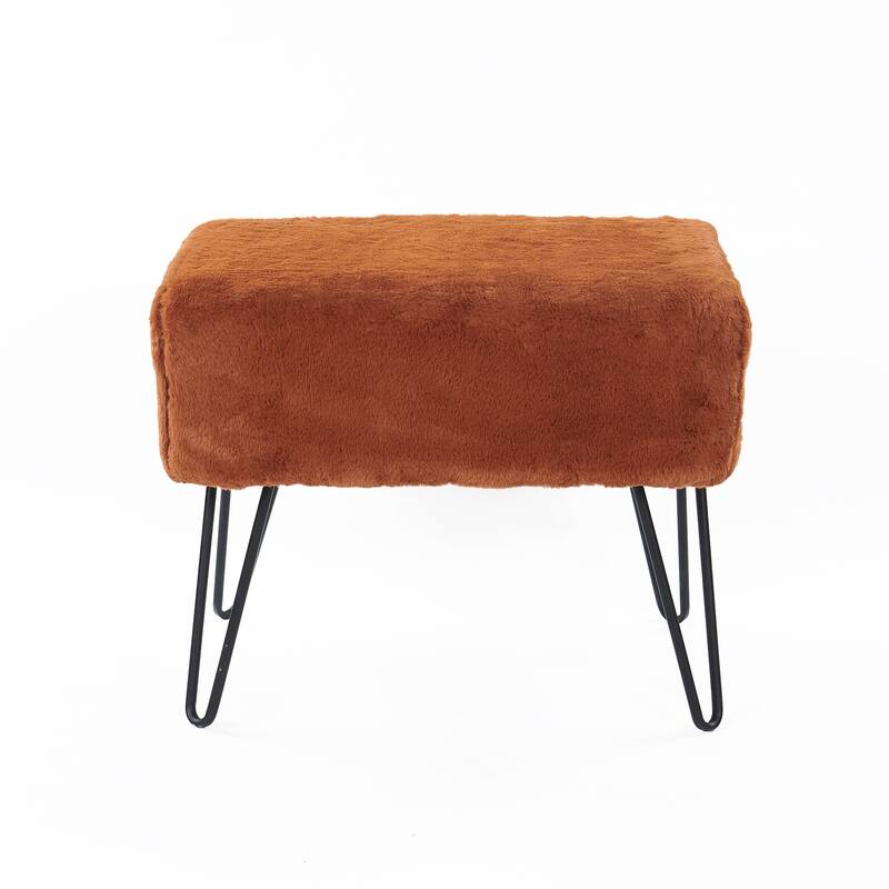 Serenta Solid Color Fauxfur Ottoman