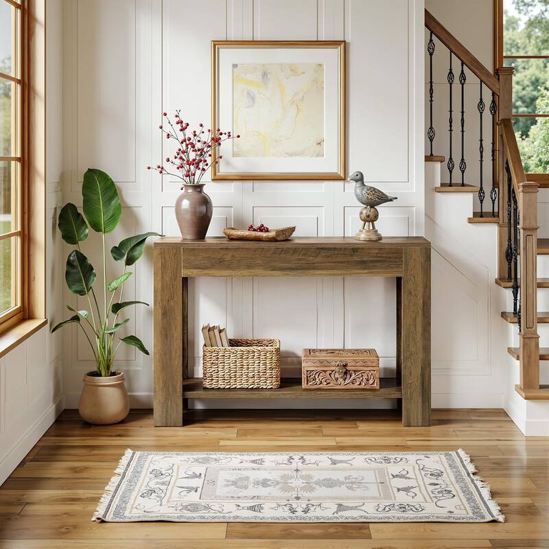 41.3'' Farmhouse Console Table, 2-Tier Sofa Entryway Table with Storage - 41.34" L x 11.81" W x 31.5" H