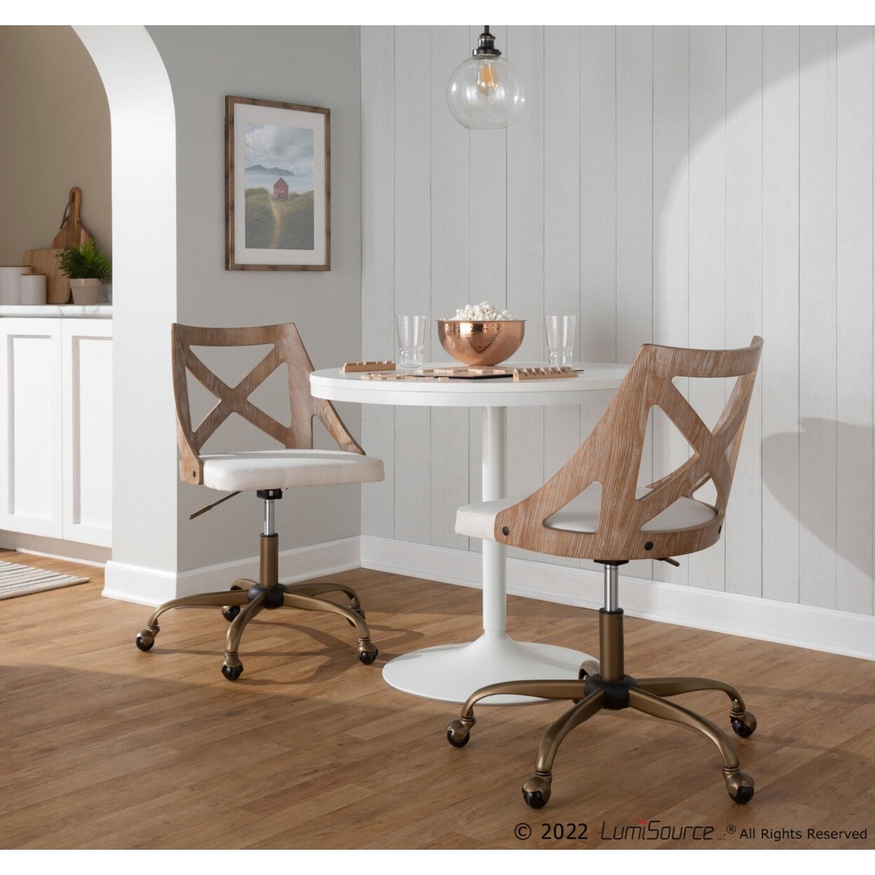 Charlotte Farmhouse Task Chair In Antique Copper Metal White
