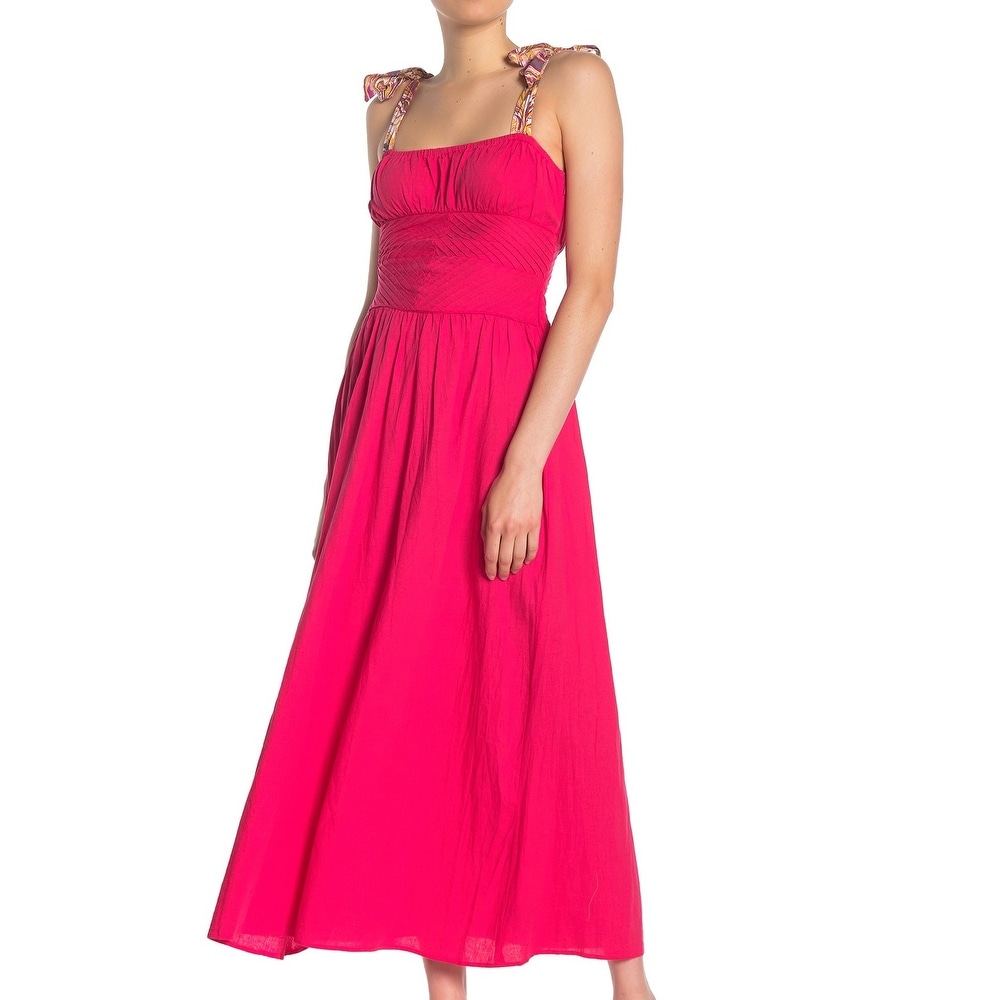 she's a waterfall hot pink floral print ruffled maxi dress