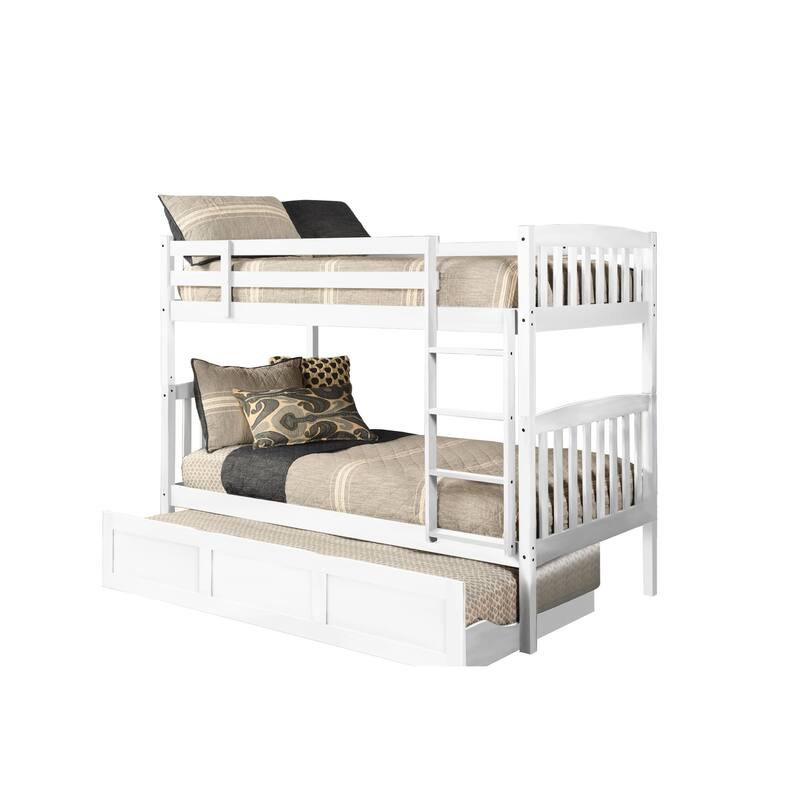 Somette Claire Twin Bunk Bed with Trundle Bed (Mattresses Not Included) - White