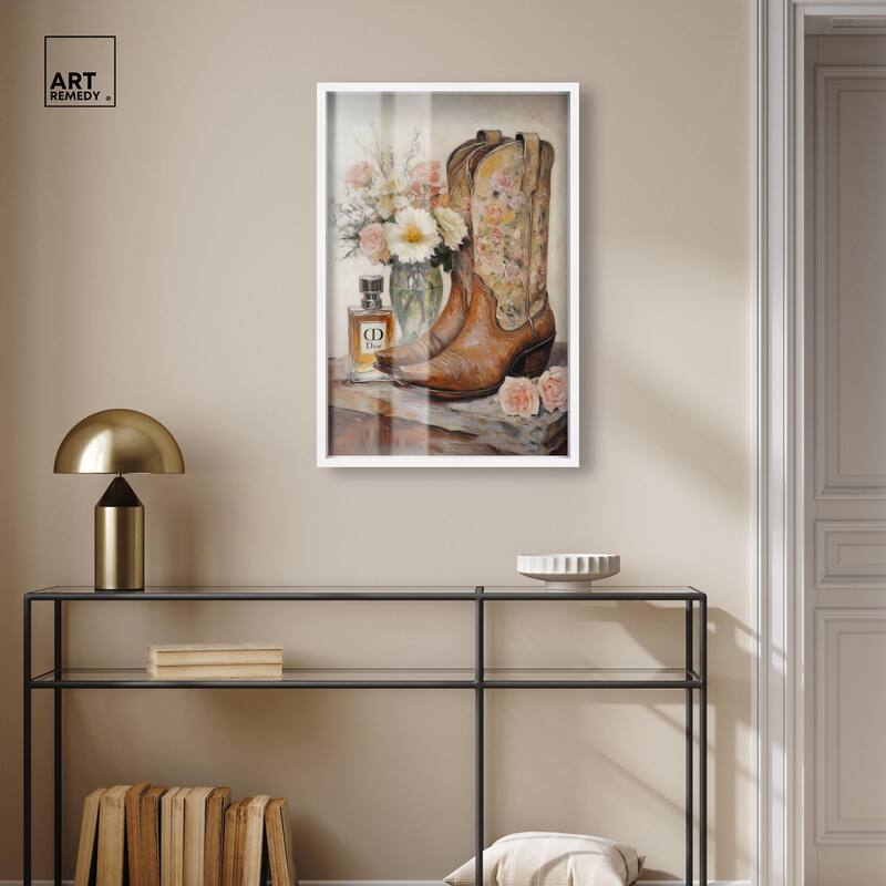 Delicate Floral Boots Shadowbox by Art Remedy