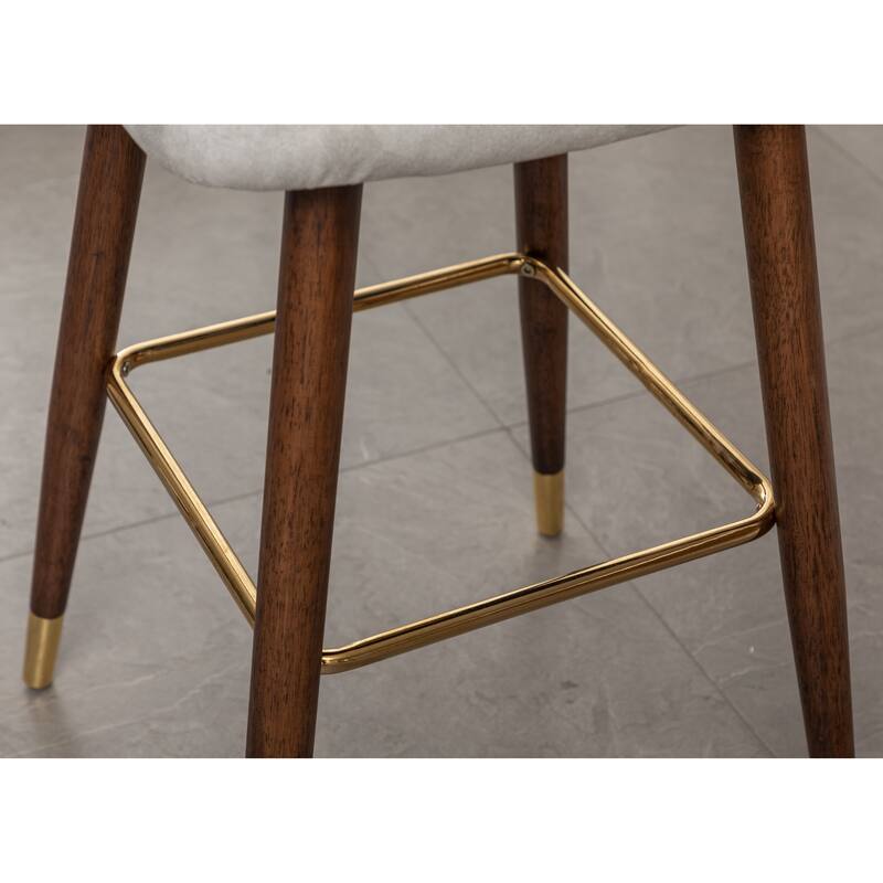 Nailhead Trim High Bar Stool White Leather Bistro Counter Chair 2 Set