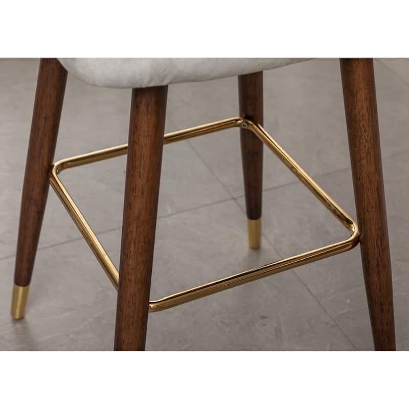 Roundhill Furniture Nevis Mid-century Modern Faux Leather Tufted Nailhead Trim Barstool Set of 2