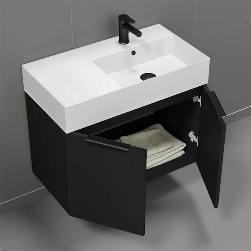 Nameeks Derin-3217-W-C-R Derin 32" Wall Mounted Single Basin Vanity