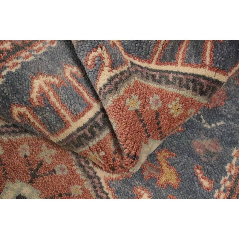 Hand Knotted Oriental 100% Wool Carpet Traditional Geometric Navy Blue & Blues Kazak Area Rug - 10' 1'' X 2' 6''