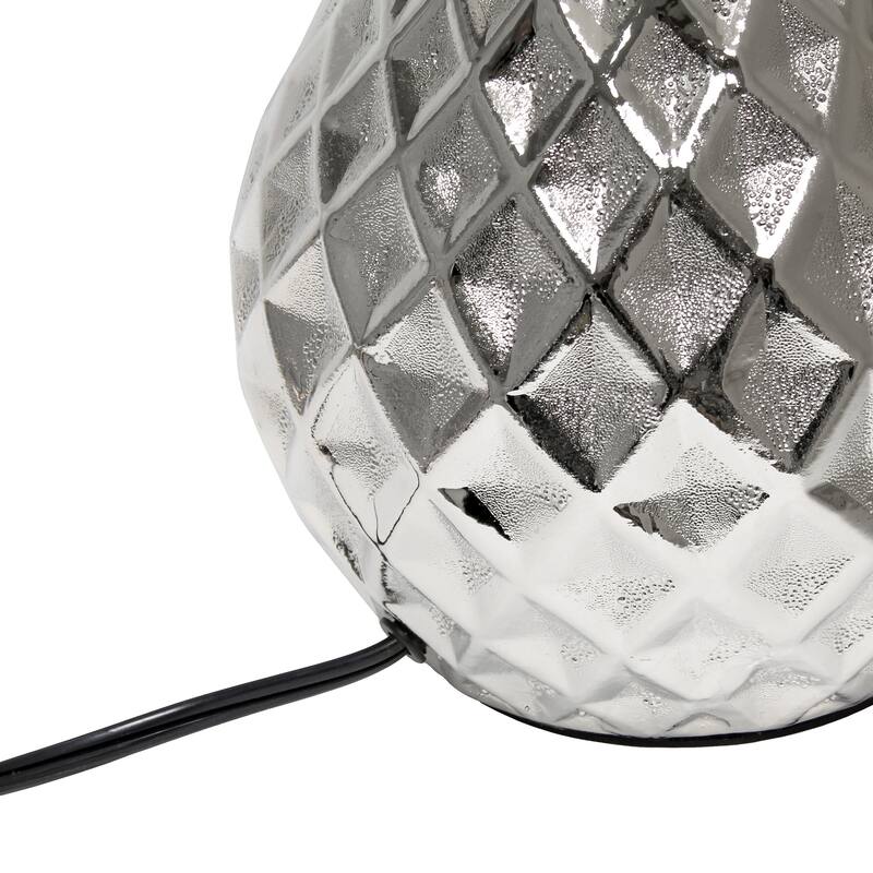 Diamond Base Ceramic Table Lamp with White Drum Shade - 20.5" - Silver