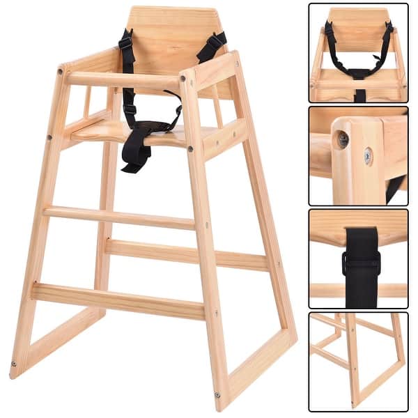 Costway Baby High Chair Wooden Stool Infant Feeding Costway Baby High Chair Wooden Stool Infant Feeding