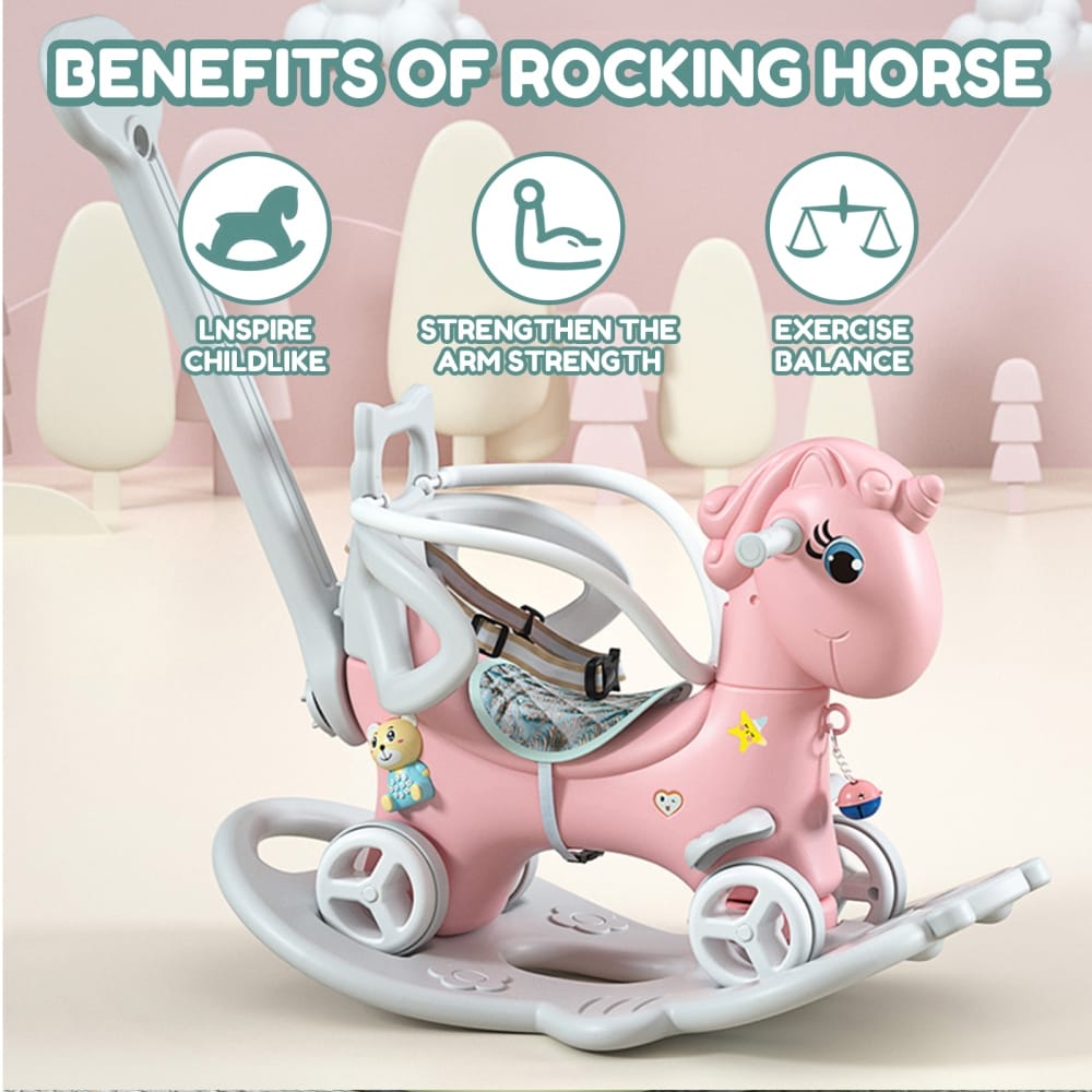 5 in 1 Rocking Horse Balance Bike with Push Handle and Balance Board