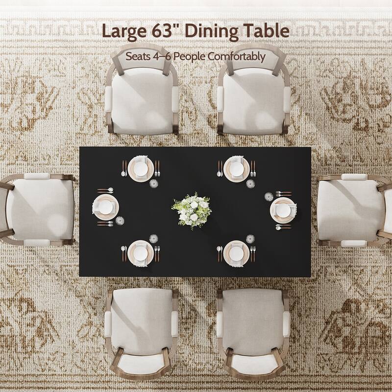 Home Office Table Dining Table for 4-6, Wood Kitchen Table Coffee Table with Hidden Storage Shelves