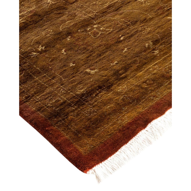 Overton Hand Knotted Wool Vintage Inspired Modern Contemporary Overdyed Gold Area Rug - 9' 2" x 12' 3"
