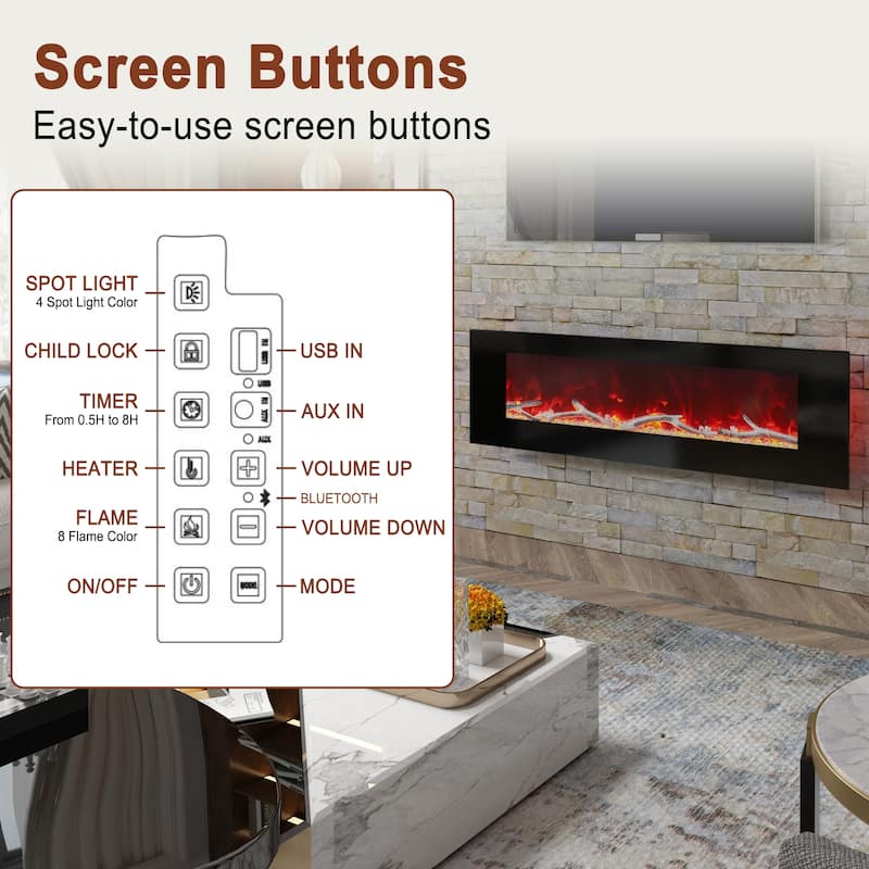 Wall-Mounted Electric Fireplace