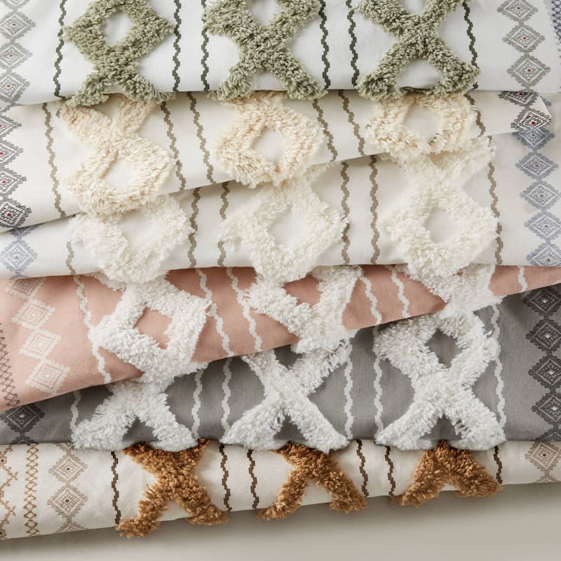 INK+IVY Imani Cotton Printed Single Curtain Panel with Chenille Stripe and Lining