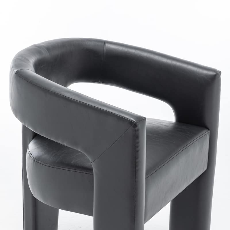 SEYNAR Modern Glam PU Leather Upholstered Dining Chair, Open-Back Accent Chair Set of 2