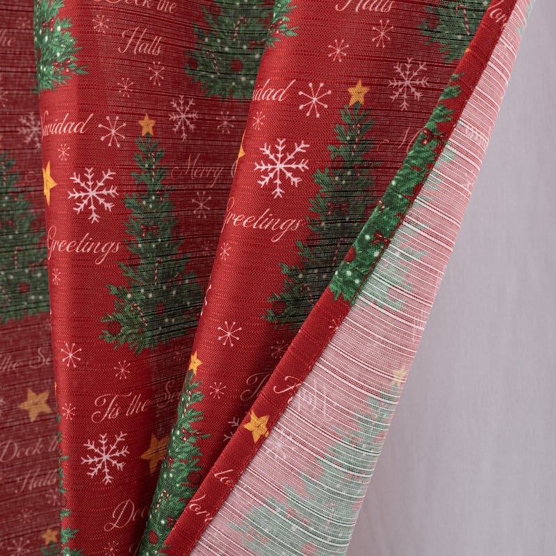Christmas Tree Greetings Kitchen Curtain Set