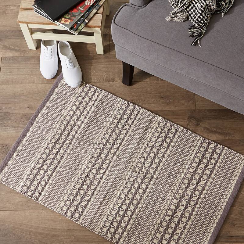 DII Stone Dobby Stripe Hand-Loomed Rug 2ft 6inx6 Ft - 36.0 In. L X 24.0 In. W X 0.2 In. H
