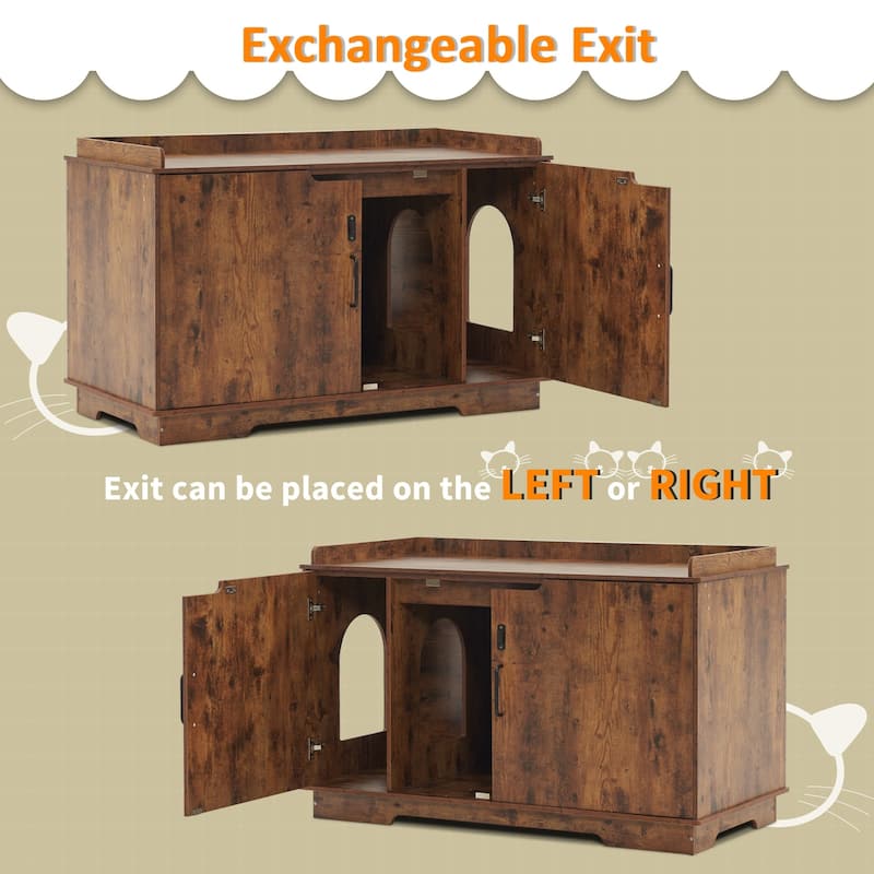 MCombo X-Large Cat Litter Box Furniture Hidden with Top Opening & Divider, Particle Board, CT37