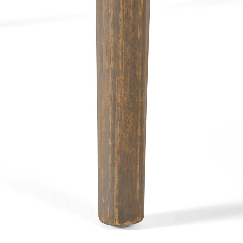 Ambre Patio Dining Table, Round Slatted Oak Brown Acacia Wood 47 Inch
