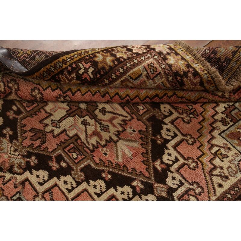 Geometric Heriz Persian Square Area Rug Handmade Wool Carpet - 4'7"x 5'5"