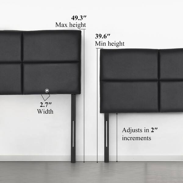 Height Adjustable Faux Leather Upholstered Headboard, Twin /Full/Queen