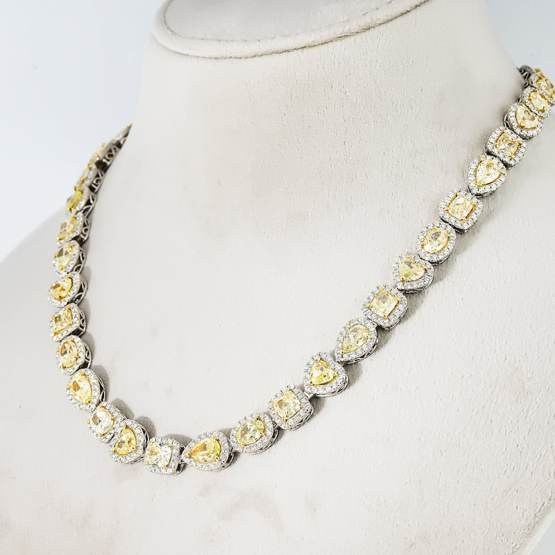 House Of Leon 18K Two Tone Multi Cut Canary Yellow Diamond Chain 53.97ctw