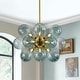 preview thumbnail 15 of 56, 18-Light Cluster Blue Glass Bubble Chandelier - 25in Wide Gold Gradual Blue