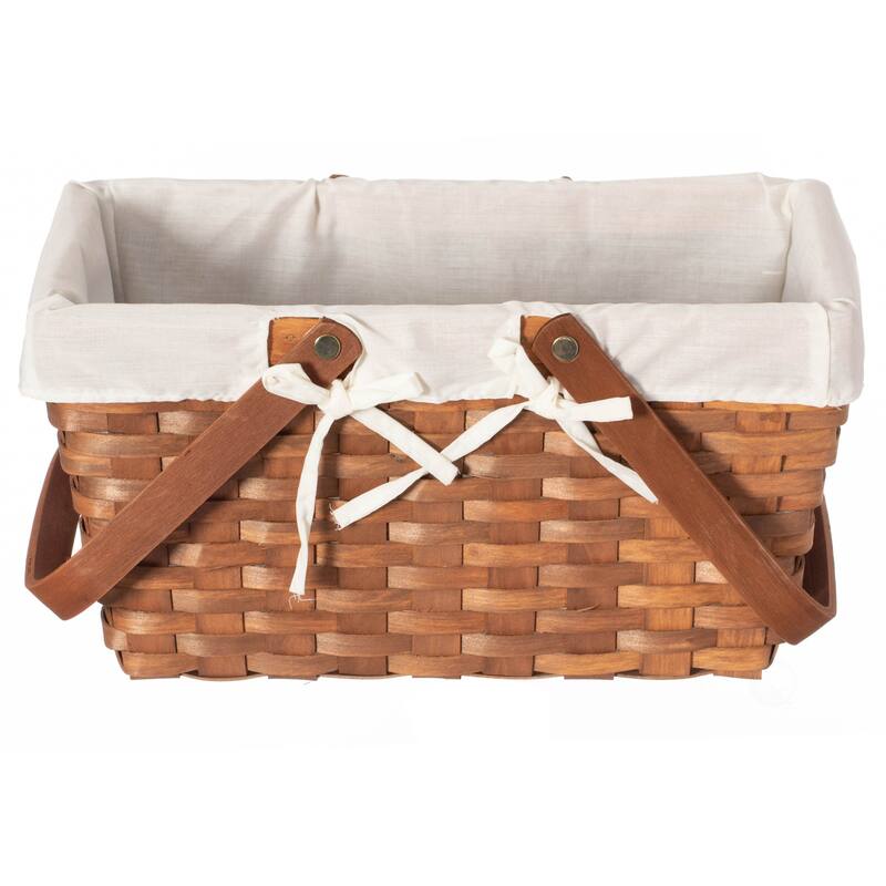 Double Handle Woodchip Basket with Liner - Perfect for Storing Fresh Fruits