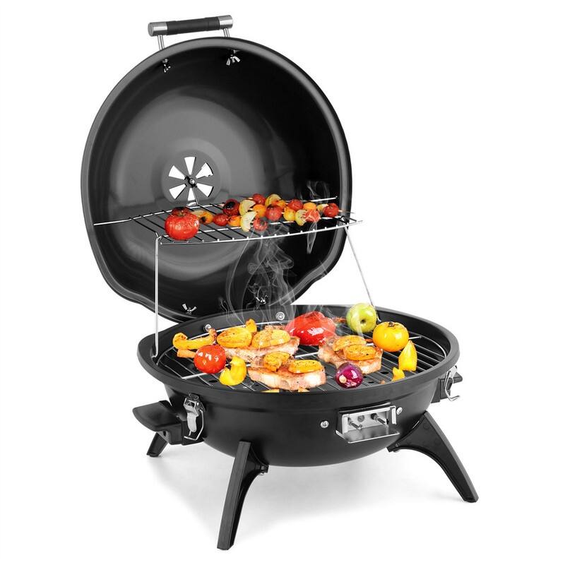 1600W Portable Double Layer Electric BBQ Grill - Black