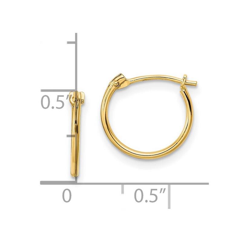 Curata 14k Yellow Gold Polished 11x1mm Thin Hinged Hoop Earrings