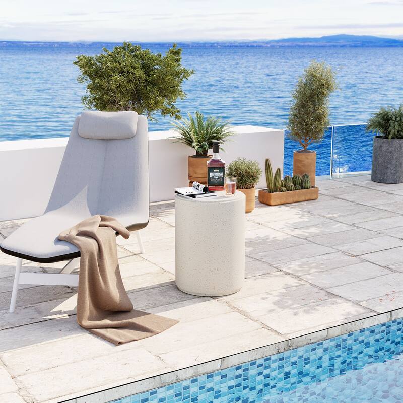 COSIEST Outdoor Black Concrete Side Table