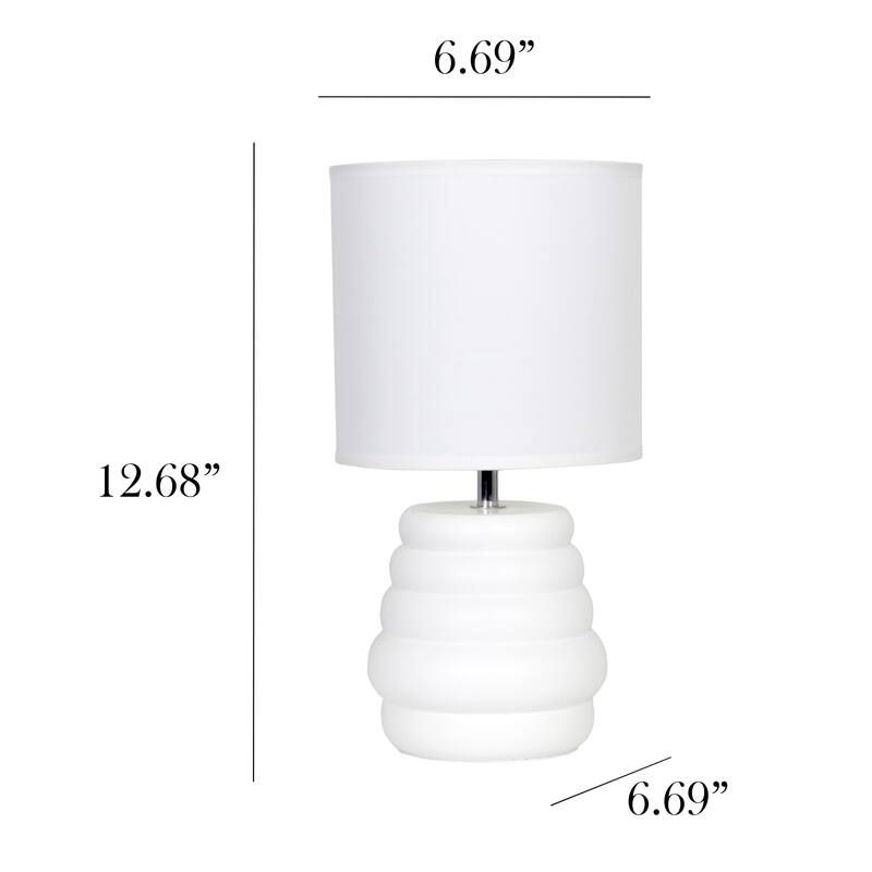 Ribbed Ceramic Table Lamp with Drum Shade - 12.75" - White