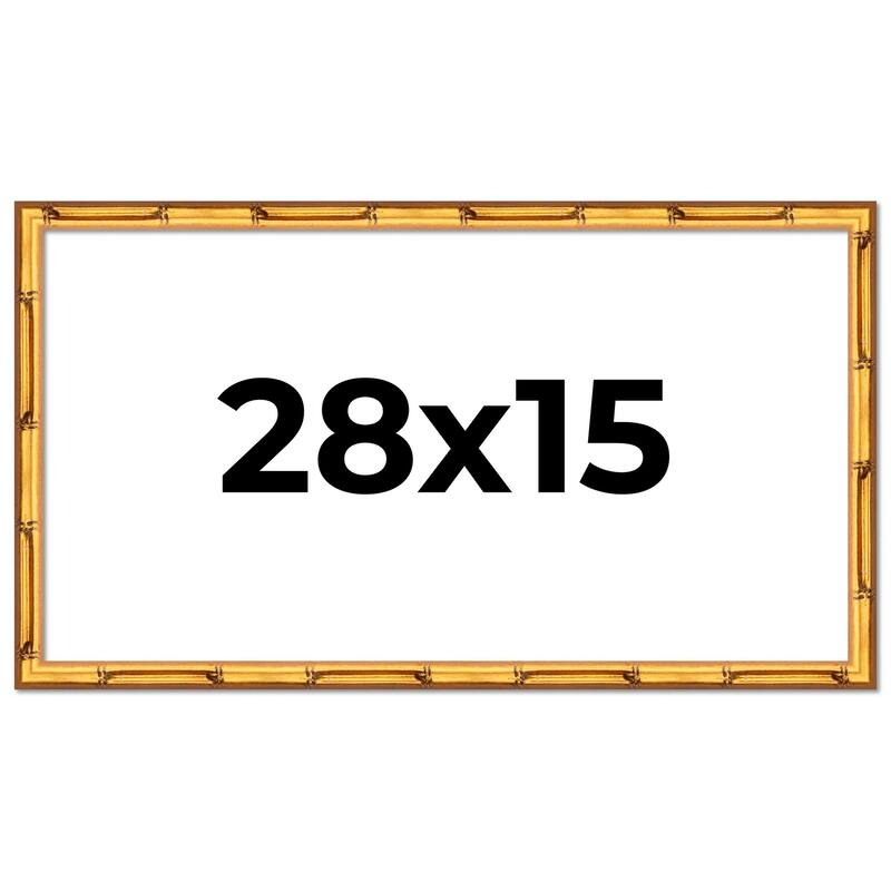 28x15 Frame Gold Bamboo Picture Frame Modern Photo Frame Includes UV Acrylic Shatter Guard Front Acid Free Foam Backing Board